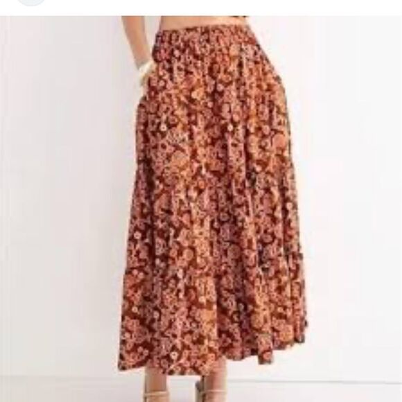 J Crew Tiered Pull On Floral Print Tiered Maxi Skirt Vintage Vines | XXL - Picture 1 of 8